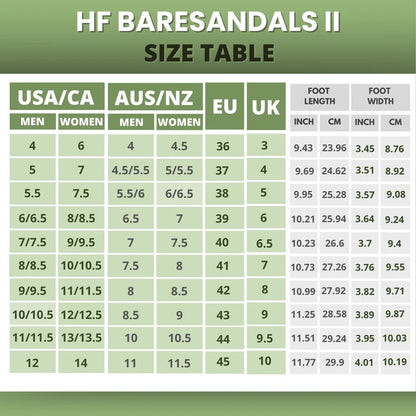 HF Baresandals II ¨C Ergonomic Footbed & Ultra-Lightweight Barefoot Sandals (Unisex)